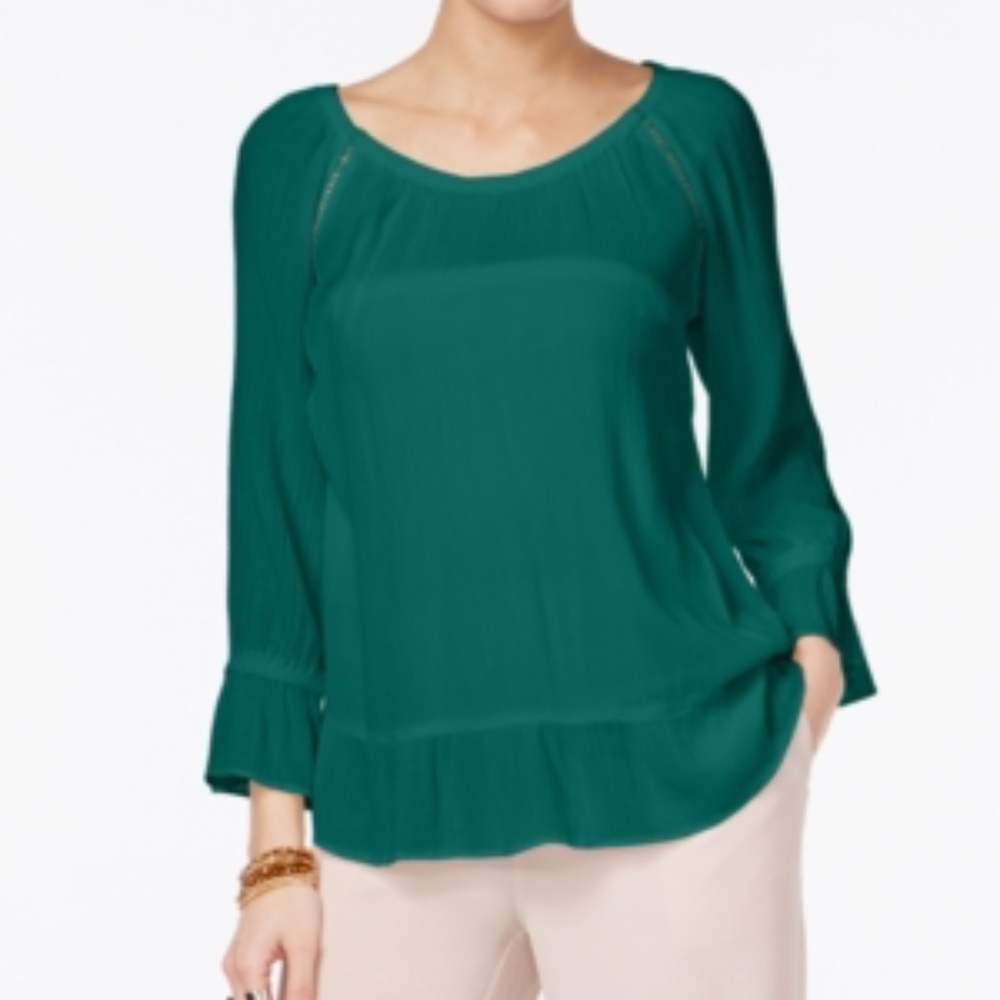 Inc International Concepts Crepe Peasant Top